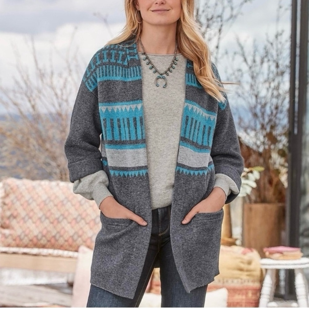 Sundance Quiet Isle Open Front 3/4 Sleeves Cardigan Size PS